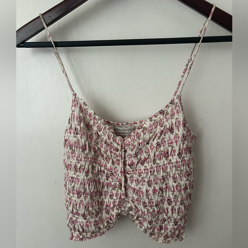 urban outfitters floral pink and white tank top size medium